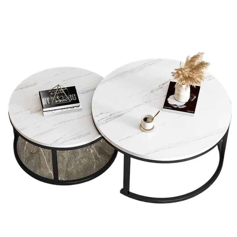 

Marble coffee table household small living room simple round coffee table