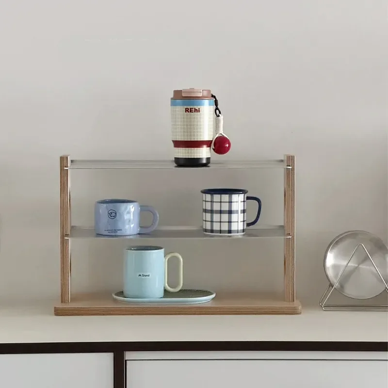 Korean Style Marine Plate Cup Holder Desktop Hollow Storage Rack for Perfume Blind Box Ornaments Small Organizer Shelf Decor