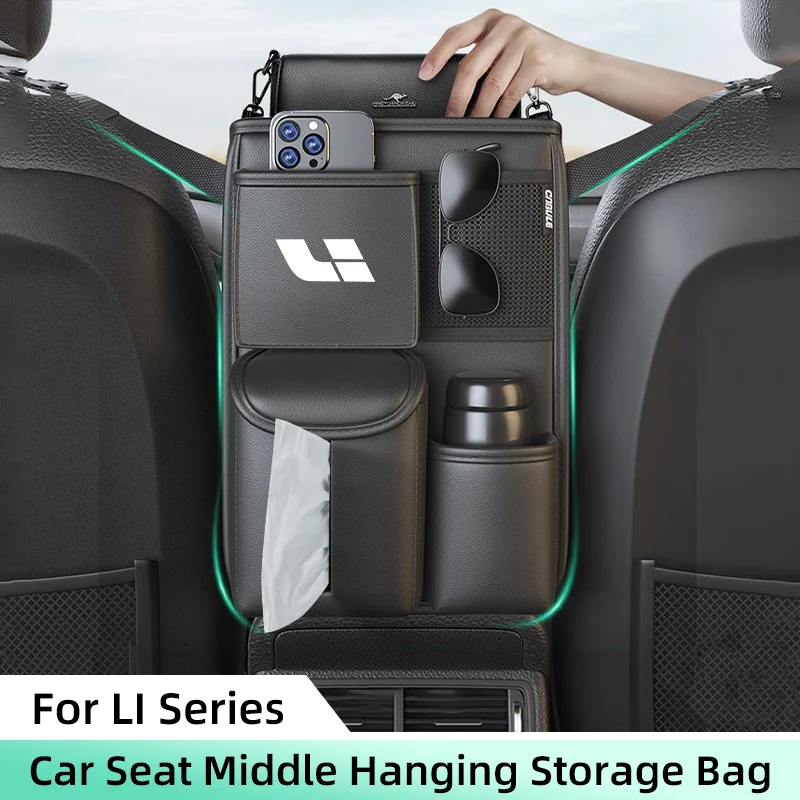 Car Seat Middle Storage Bag For Lixiang LEADING IDEAL L6 L7 L8 L9 ONE MEGA Armrest Hanging Organizer Handbag Holder Storage Bag