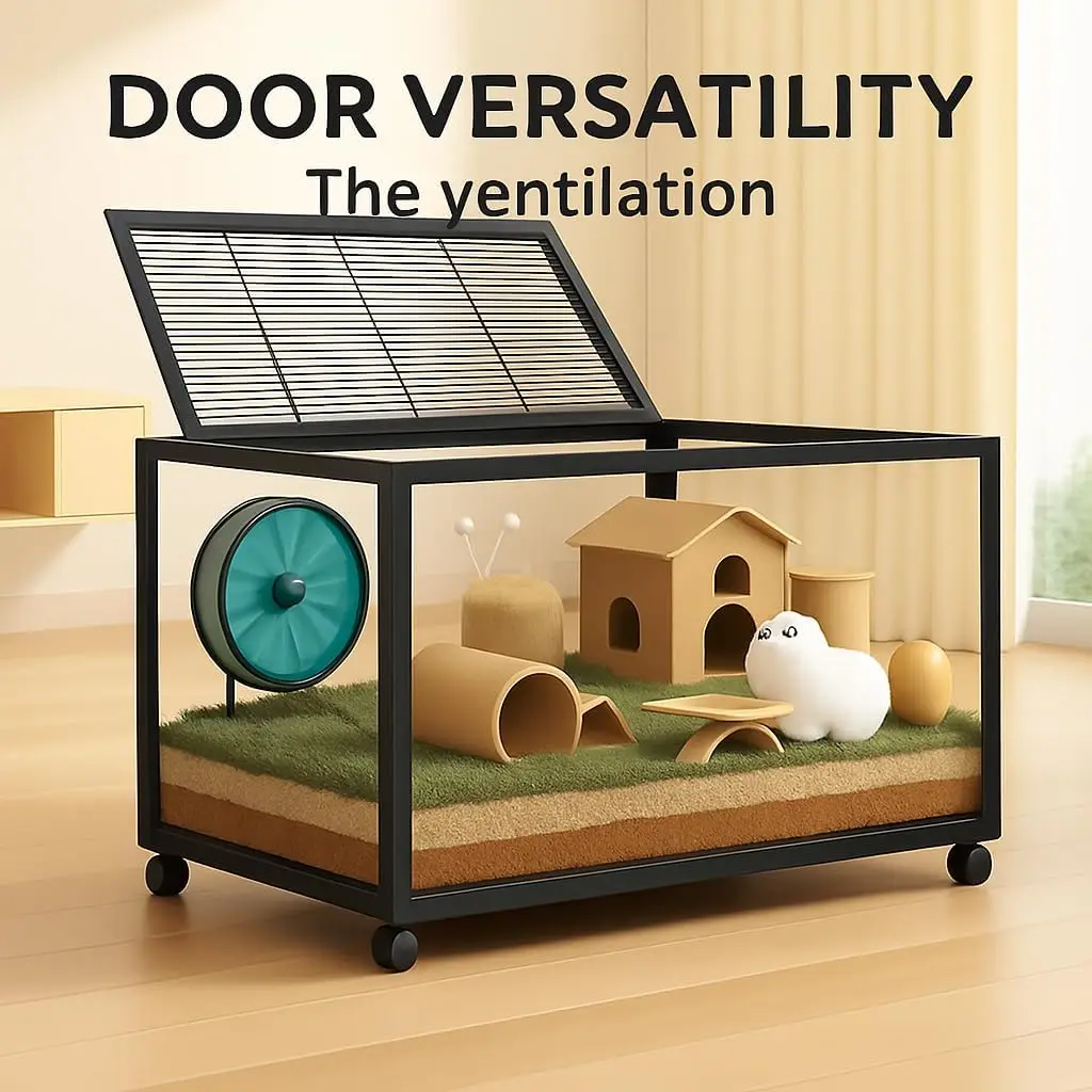 for Hamster Cage,360° Viewing Transparent Hamster Habitats With Universal Wheels,Chew-Proof Dual Door Small Animal Habitat