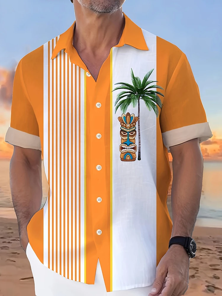 Seaside Resort Hawaiian Shirt Summer New Men\'s Outdoor Casual Shirt Daily Urban Fashion 3D Printed Men\'s Short-sleeved Shirt