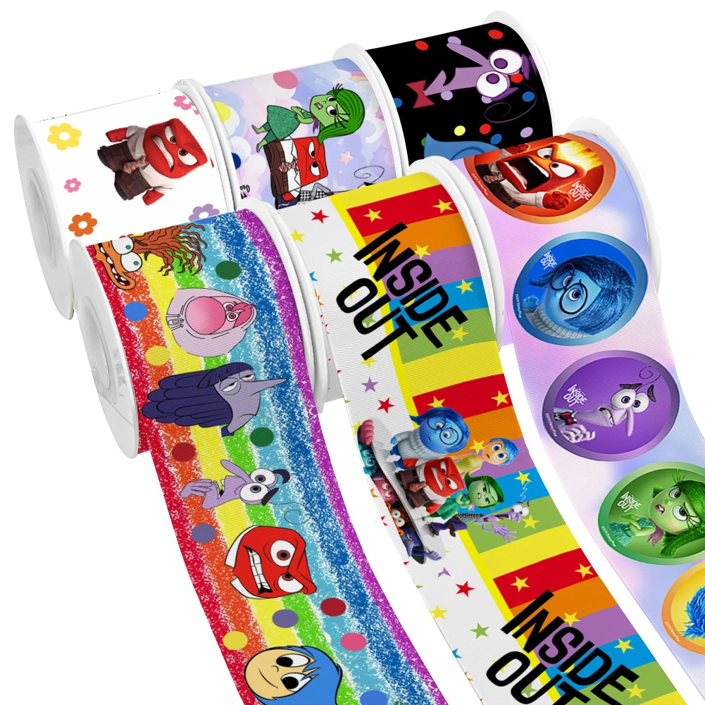 MINIS Disney Cartoon Inside Out Pattern Printing nastro in Grosgrain 5Yards per fiocchi per capelli fai da te Merry Party Dec Meterials