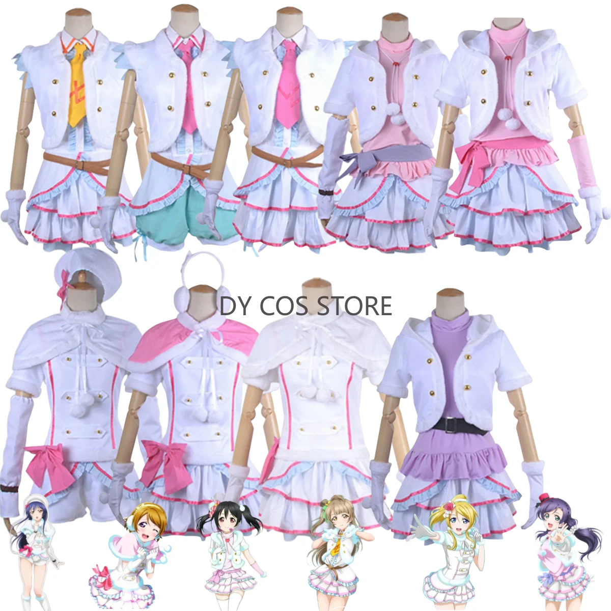 

Anime Lovelive Love Live Μ'S Snow Halation Kotori Minami Nico Yazawa Rin Hoshizora Cosplay Costume Winter Lolita Dress Cute Suit
