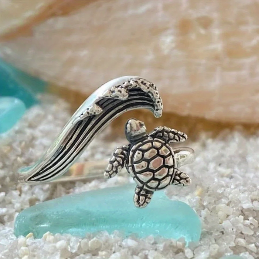 Bohemian Vintage Women Turtle Ring with Adjustable Opening Rings for Women Animal Jewelry Party Birthday Party Anniversary Gift