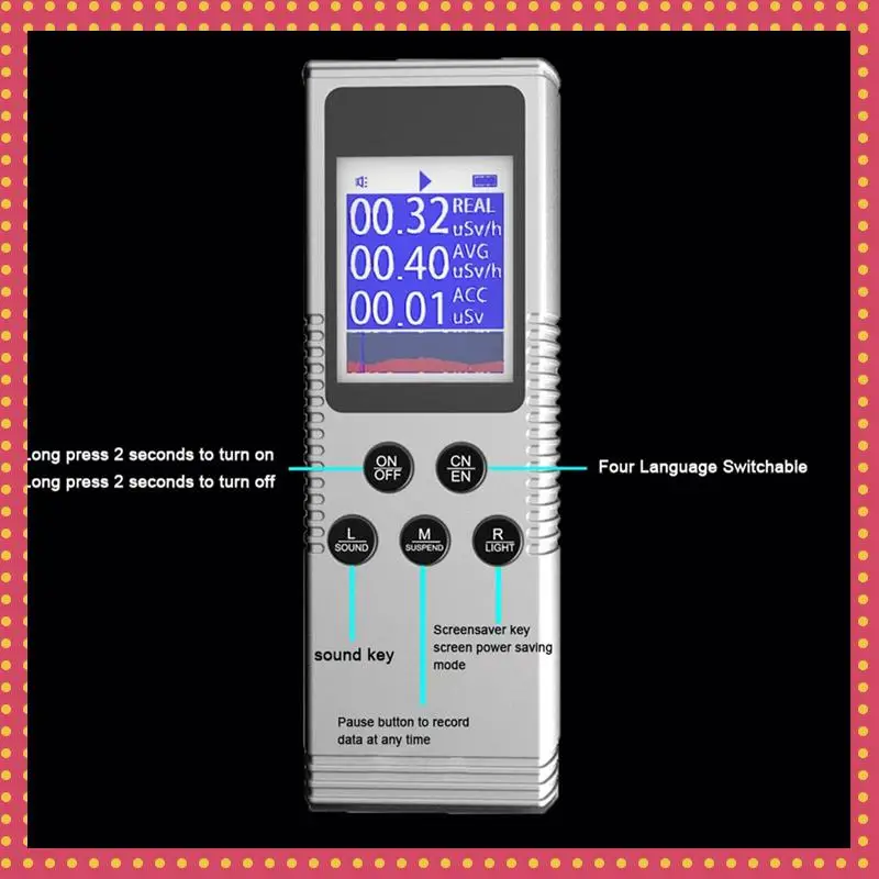 

B74A Handheld Nuclear Radiation Detector Household Laboratory Digital LCD Display Multi-Function Radioactive Geiger Counter