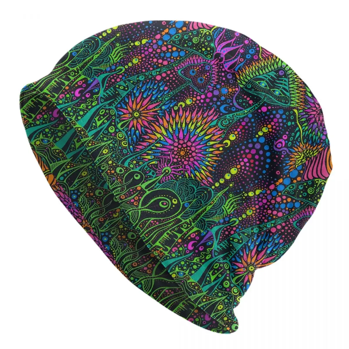 Magic Mushroom Moonrise Trippy Psychedelic Neon Pastel Goth Skullies Beanies Caps Winter Warm Knitted Hat Bonnet Hats Ski Cap