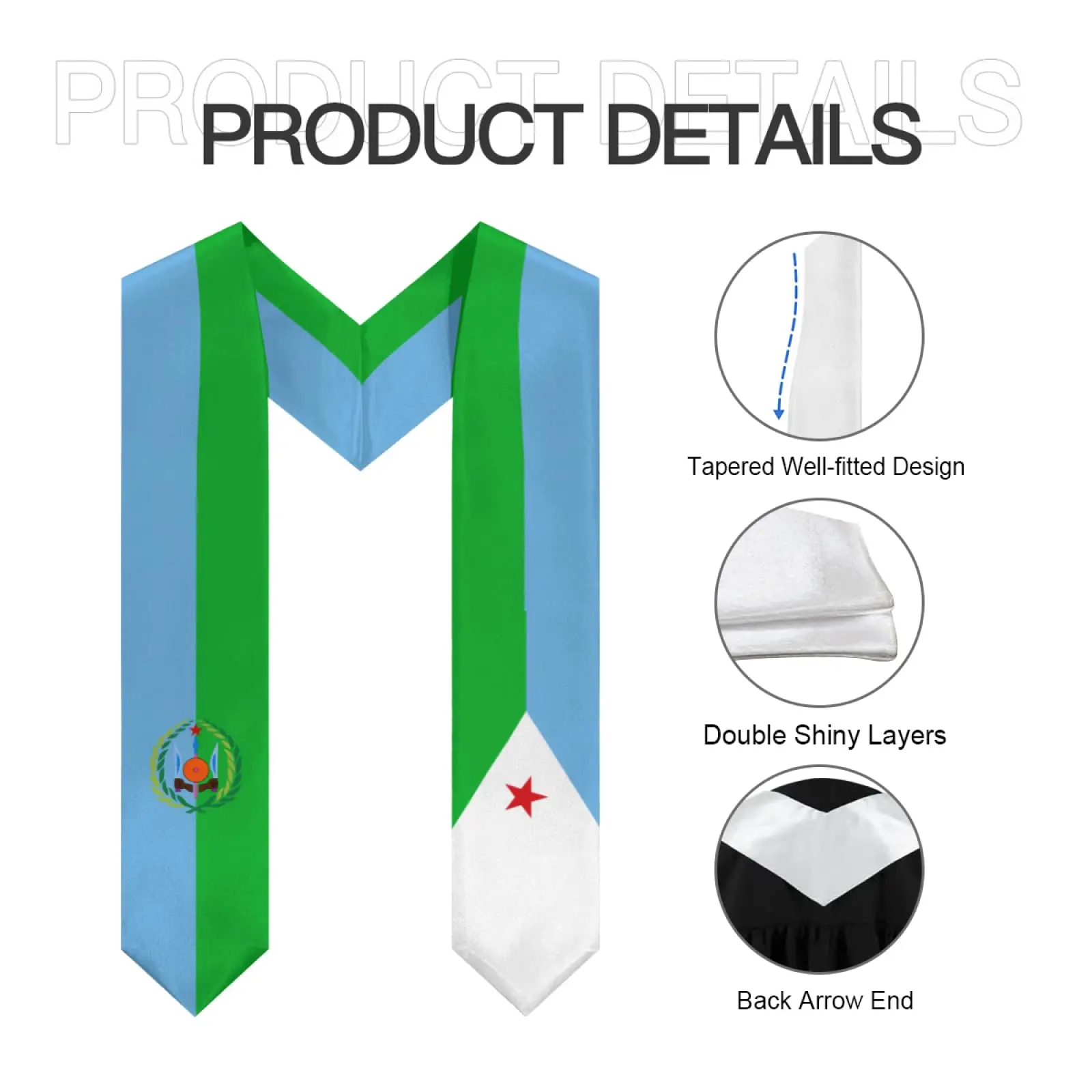 جيبوتي العلم الخامس الرقبة التخرج سرق شال وشاح الشرف للدراسة على فئة الطلاب الدولية 2026