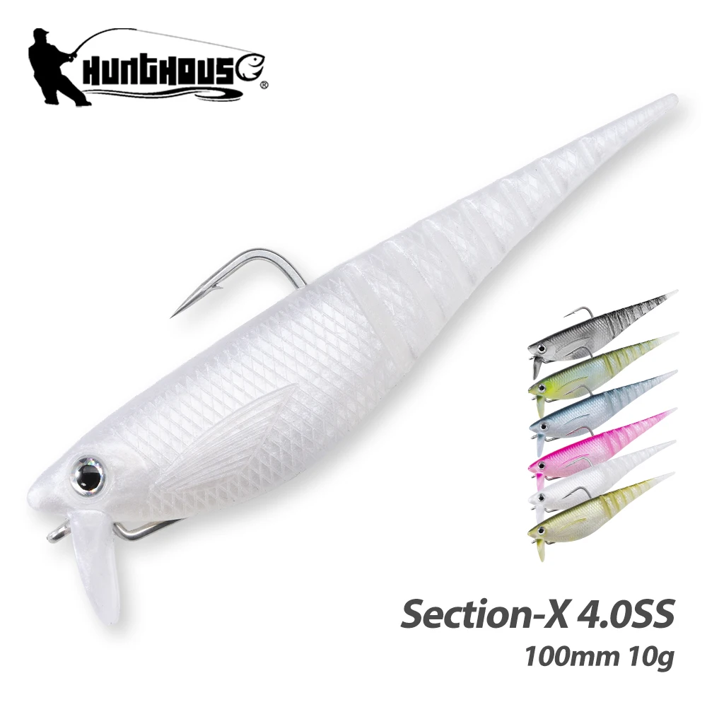 Hunthouse Segmented Soft Swimbait 100mm 10g Slow Sinking PVC Artificial Soft Lure Saltwater Fishing Tackle For Sea Bass LW232