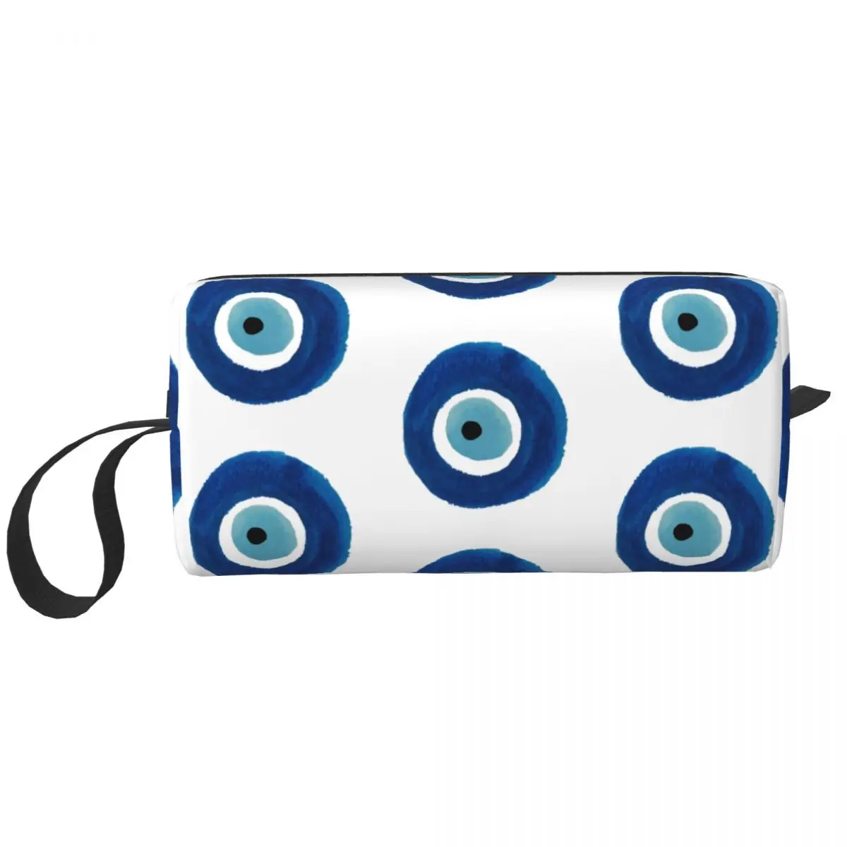 Kawaii Watercolor Evil Eye Nazar Painting Travel Toiletry Bag Hamsa Lucky Charm Cosmetic Makeup Bag Beauty Storage Dopp Kit