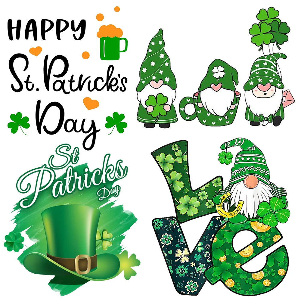 St. Patrick's Day Thermo Stickers for Clothing Green Heat Transfer Ireland National Day Iron on Parches Termoadhesivos Patch