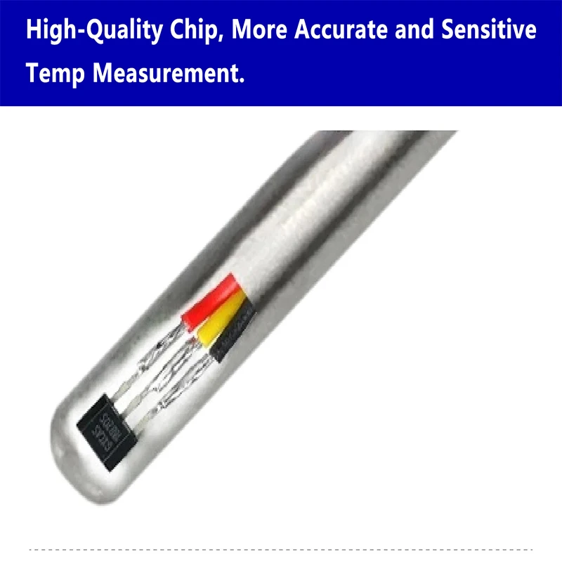 DS18B20 Waterproof Temperature Sensor Stainless Steel Probe, PTFE Threaded Digital Thermometer for Industrial Use