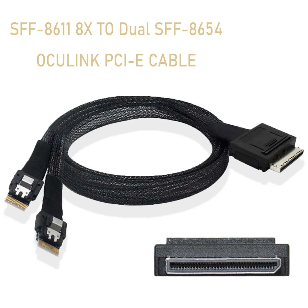 

Oculink 8x SFF-8611 8-Lane To Dual SFF-8654 Slimline 4x SSD Data Active Cable PCI-Express 0.5m 80pin Male To Male 16Gbps NVME