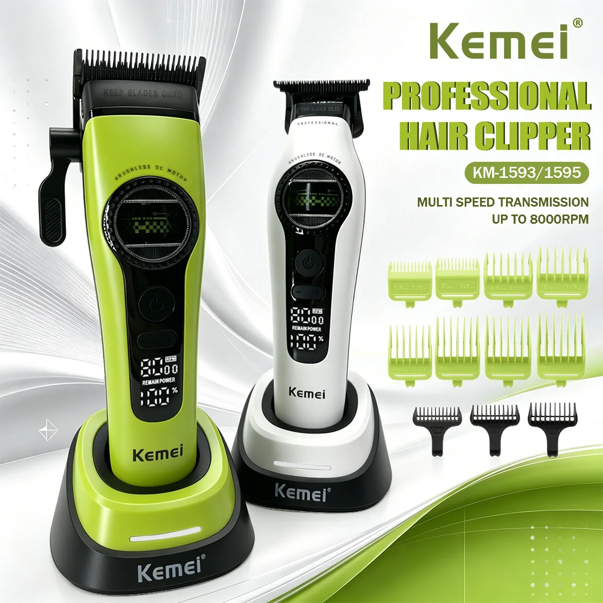 Kemei KM-1593 プロ用コードレスバリカン　１台 Kemei Hair Trimmers Professional Hair Clippers F1 -Super Motor
