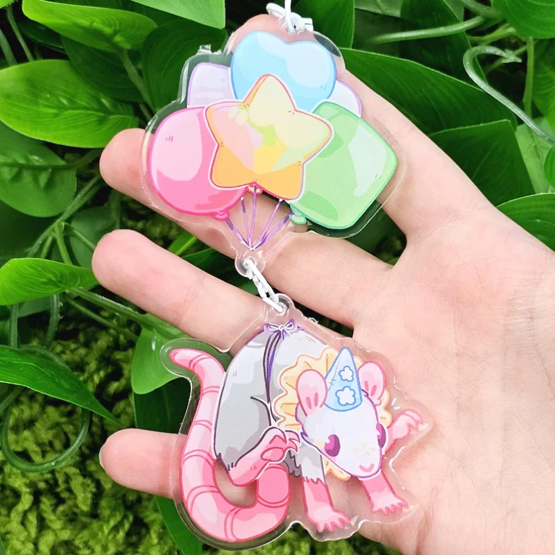 Llavero acrílico colgante con diseño de payaso de fiesta de ratas, bonito accesorio para llaves con temática animal para recuerdo de fiesta