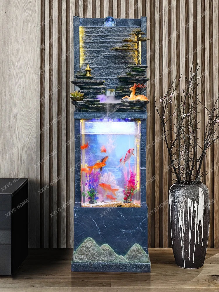 

Fish Tank Living Room Decoration Large Floor Home Decoration Hallway Lucky Fountain Circulating Water Fish Farming Indoor