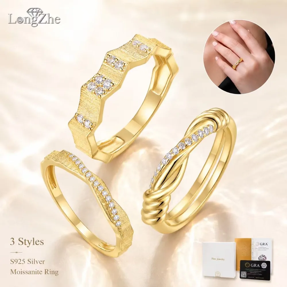 

GRA Certified Moissanite Bamboo Band Ring S925 Silver Gold Color D-E Color 14 Stones Korean Style Chic Jewelry For Her