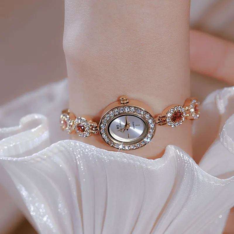 2024 Palace Style Oval Colored Rainbow Water Diamond Luxury Women's Watch Exquisite and Elegant Wrist Watch for Women's Gifts