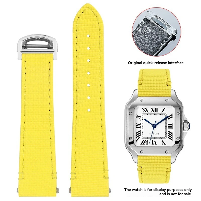 

19/21mm Quick Release FKM Fluororubber Watch Strap For Cartier Santos WSSA0009 WSSA0010 Metal interface Quick Release customized