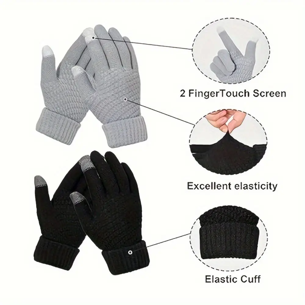 Fashion Thick Warm Winter Knitted Gloves Touch Screen Stretch Knit Warm Gloves Full Finger Outdoor Gloves Outdoor Activities