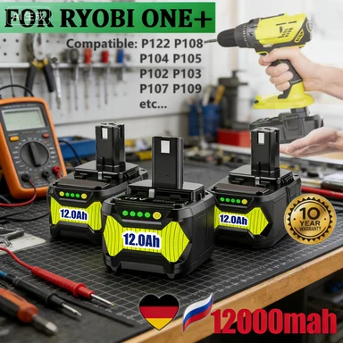 1/2PACK 12Ah 18V P108 Replacement Battery for Ryobi 18 Volt 