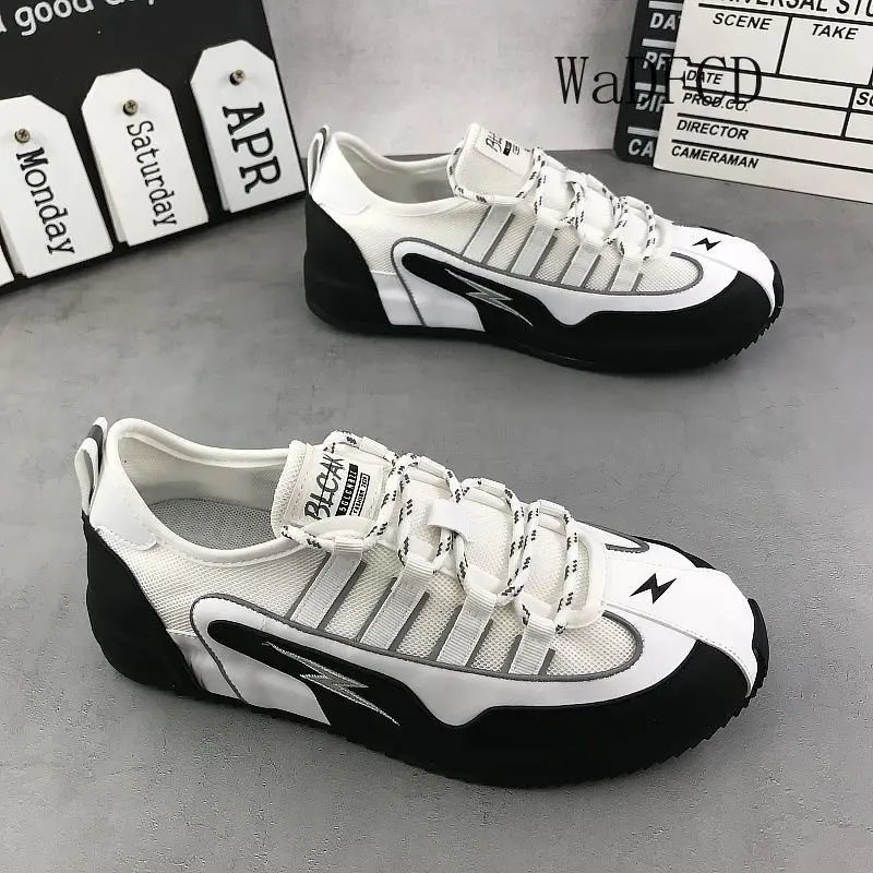 Chunky Sneakers Men Cover Bottom Board Shoes Fashion Casual Leather Mesh Breathable Increased Internal Platform Running Shoes