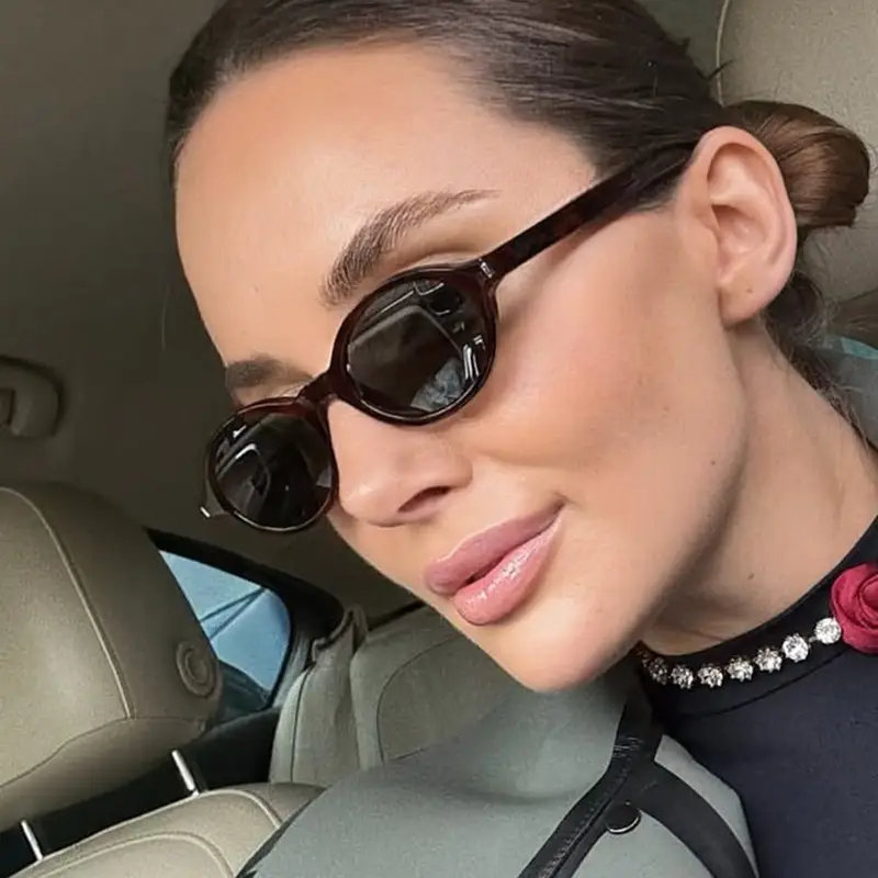 JNPCXI New Fashion Small Oval Sunglasses Women Shades UV400 Retro Punk Men Red Sun Glasses - Image 3