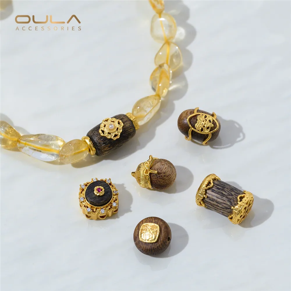 

1PCS Diy Beaded Hand Necklace Accessory Material with 24K Gold Plating That Does Barrel Beads Water Drop Pendant