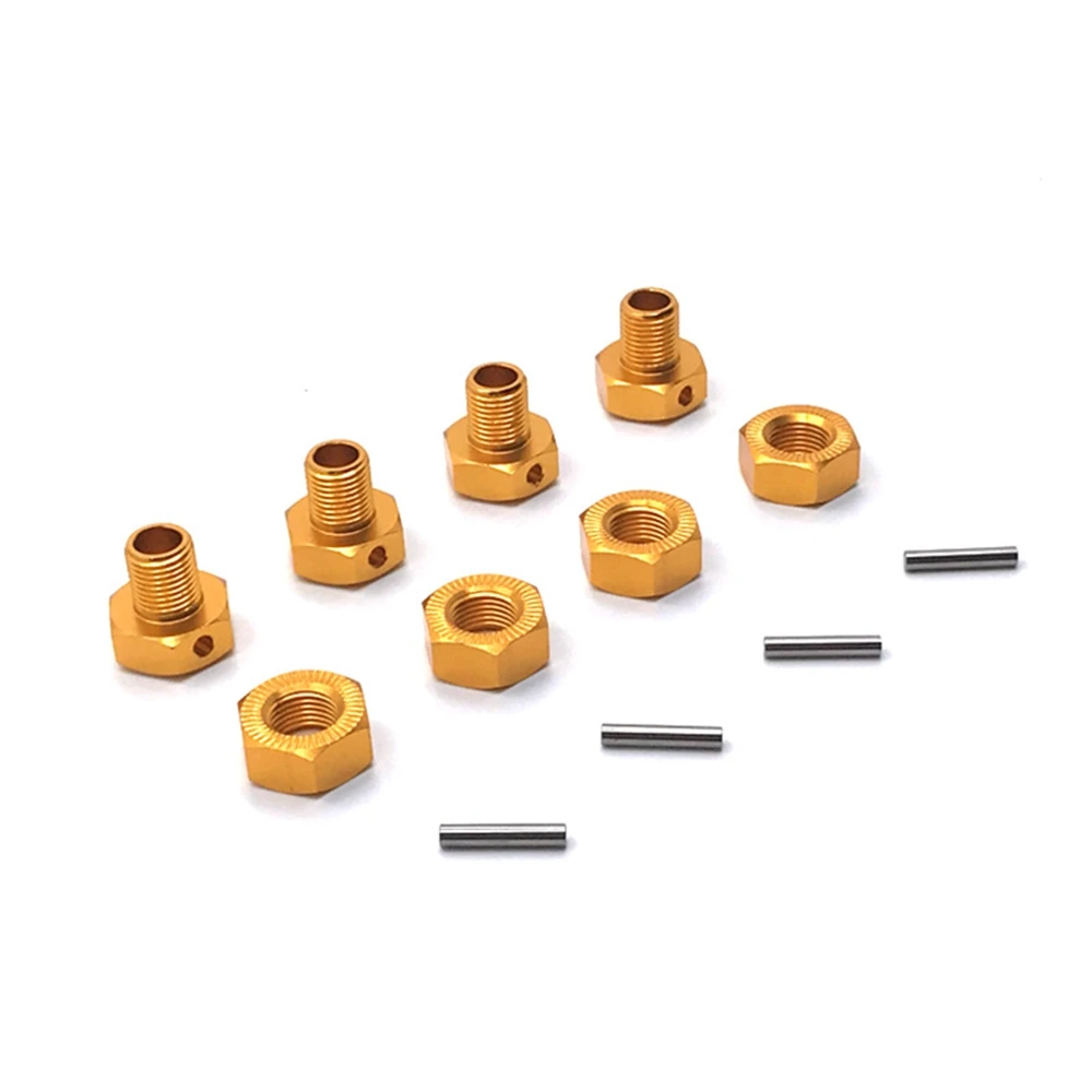 4Pcs Metal 17mm Wheel Hex Coupler Nut for JLB Racing CHEETAH 11101 21101 J3 Speed 1/10 RC Car Upgrade Parts,Yellow