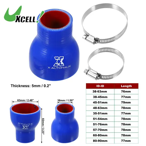 UXCELL 35-51mm 38-45mm 38-63mm 45-51mm 48-63mm ID 스트레이트 실리콘 감속기 호스 실리콘 호스 커플러 인터쿨러 튜브 자동차 용