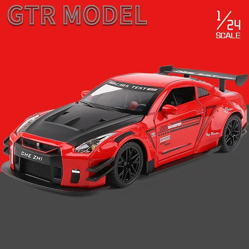

1:24 Nissan Skyline GTR R34 R35 Модель спортивного автомобиля из сплава, литая под давлением, металлическая модель гоночного автомобиля, имитация звука и света, детские игрушки, подарок