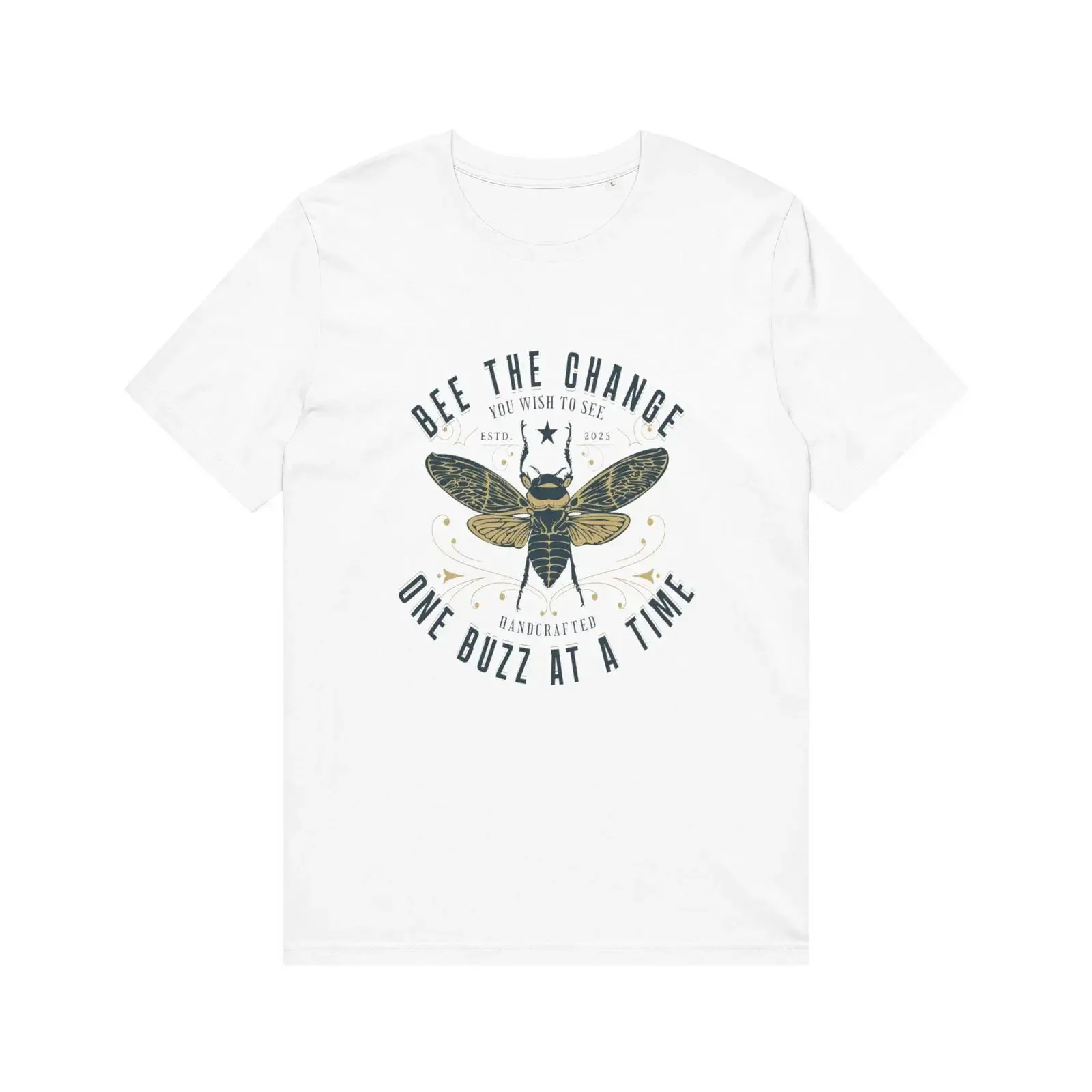 Bee the Change graphic T Shirt One Buzz at a Time vintage Washed Unisex Casual Breathable Stretched Stylish Versatile