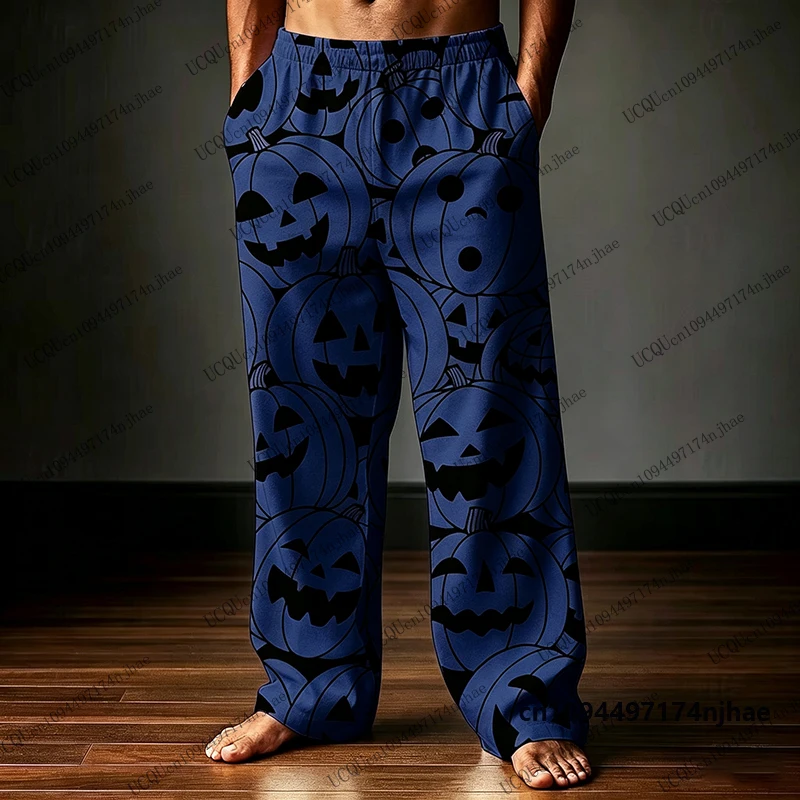 2026 New Halloween Pumpkin Print Pajama Pants For Men Autumn Fashion Casual Parent-child Sleep Trousers Kids/Adult Long Pants