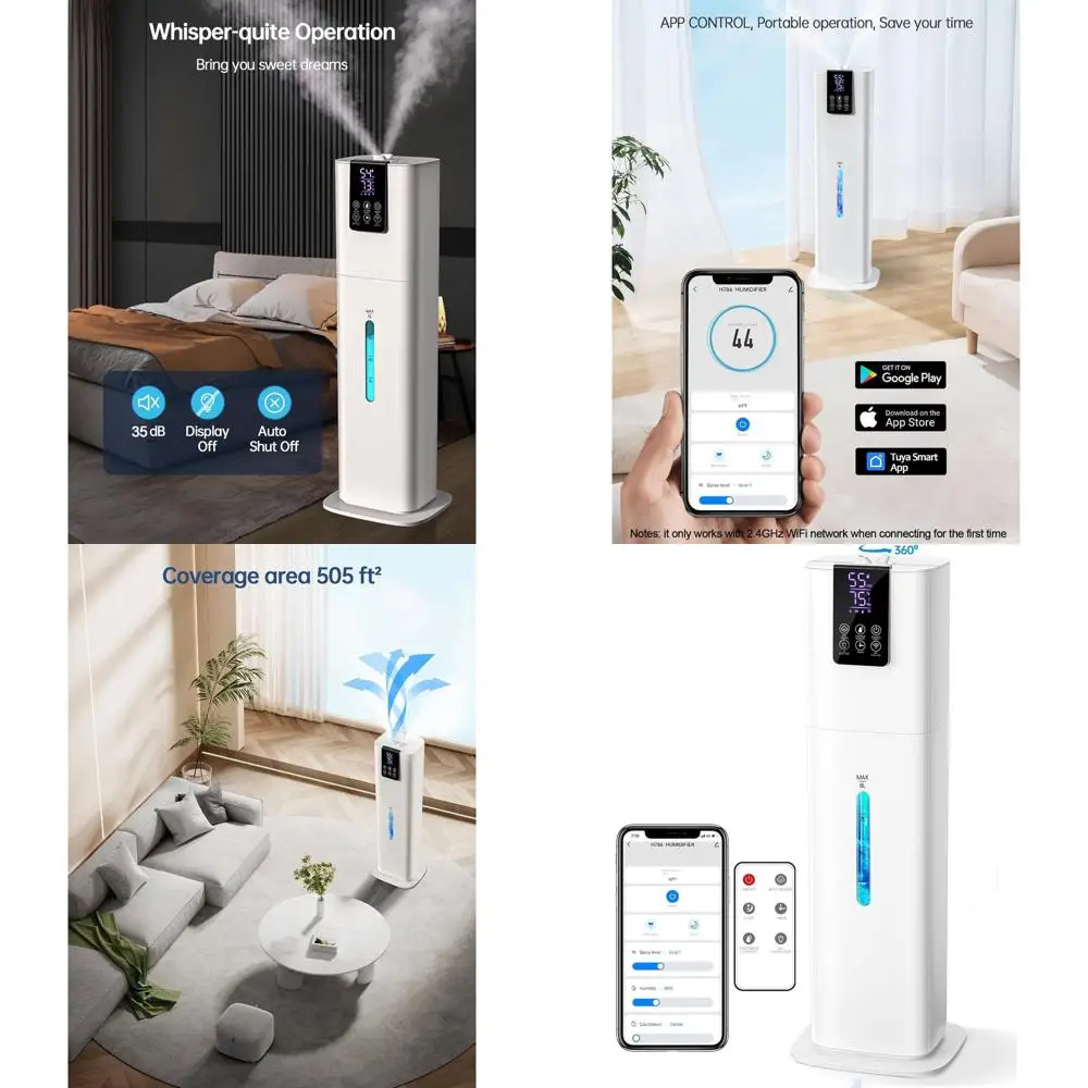 مرطب رذاذ بارد سعة 8 لتر للغرفة الكبيرة مع تعبئة علوية، وإضاءة محيطة، وتطبيق وجهاز تحكم عن بعد، و3 أوضاع، وتشغيل هادئ للمنزل والمكتب #1