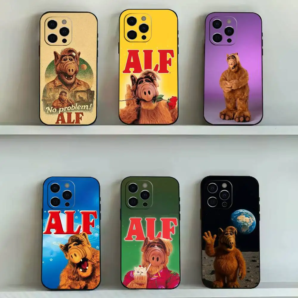 

TV Series A-ALF Phone Case For iPhone 17,16,15,14,13,12,11 Plus,Pro Max,Soft Silicone Black Cover
