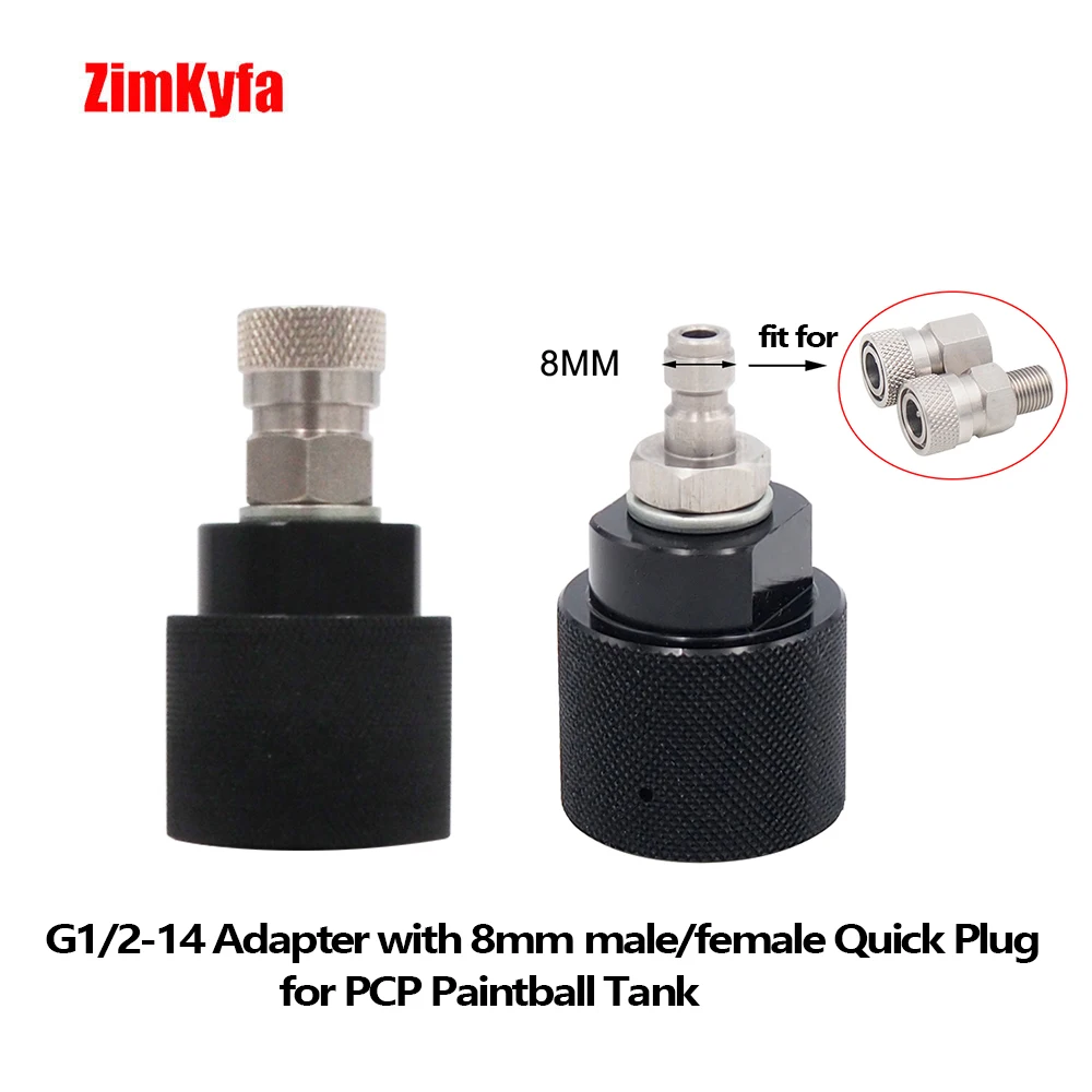 Adapter do gwintów G1/2-14 Regulator CO2 HPA z szybkozłączem męskim lub żeńskim 8 mm