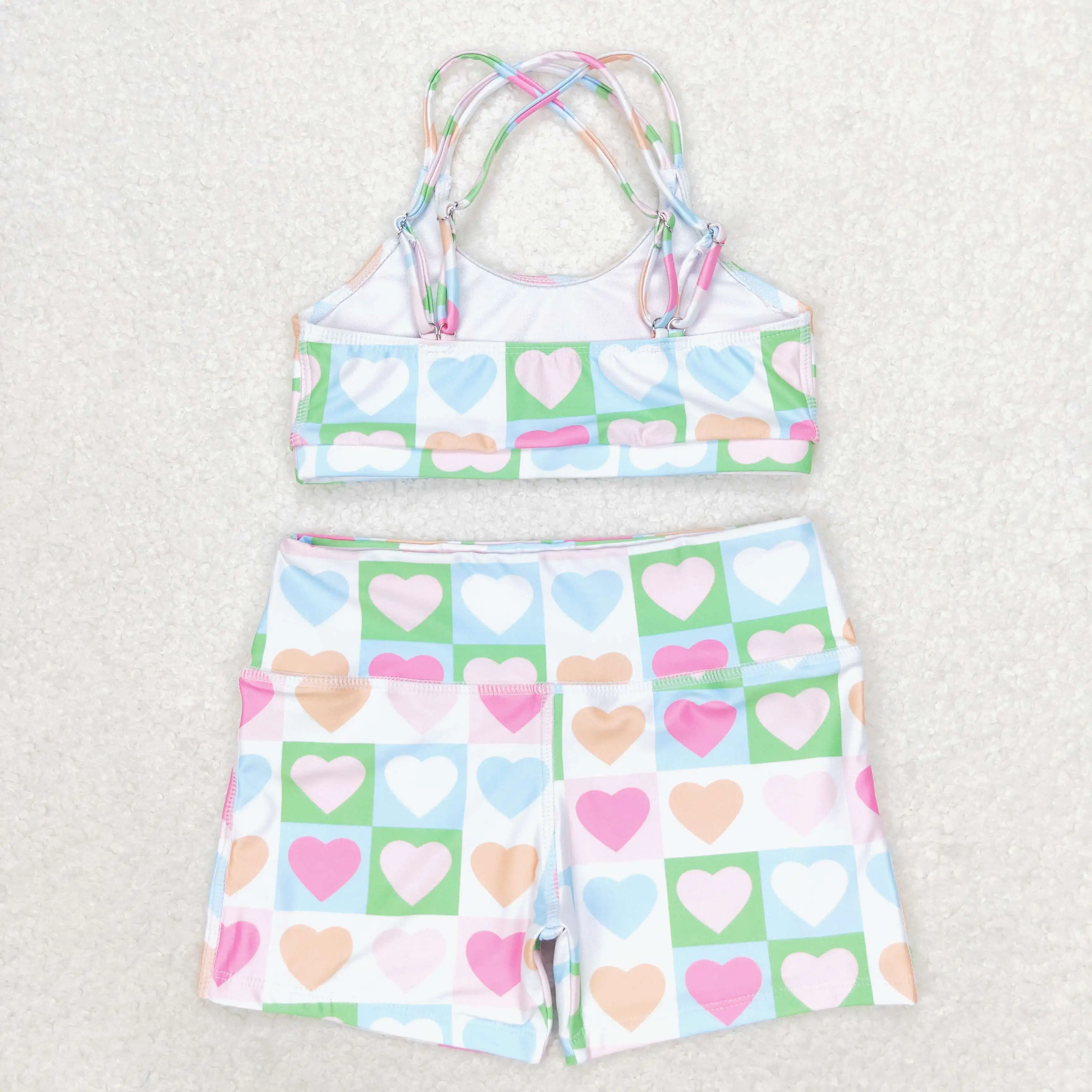 

S0373 Children Toddler Clothes Bathing Suits Sleeveless Top With Shorts Set Kids Girls Summer Swimsuit Outfits