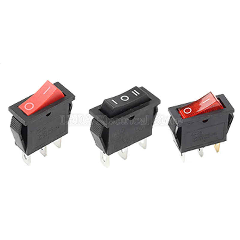 5PCS KCD3 Rocker Switch ON-OFF ON-OFF-ON 2/3 Position Electrical Equipment With Light Power Switch 10A 250VAC/ 15A 125VAC