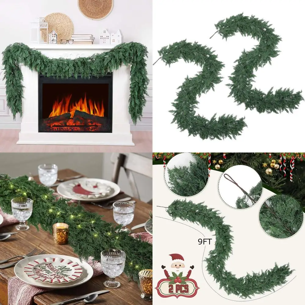 

9-футовые кедровые гирлянды, 2 настоящие сенсорные зимние сосны, зелень для рождественского декора - в помещении и на открытом воздухе