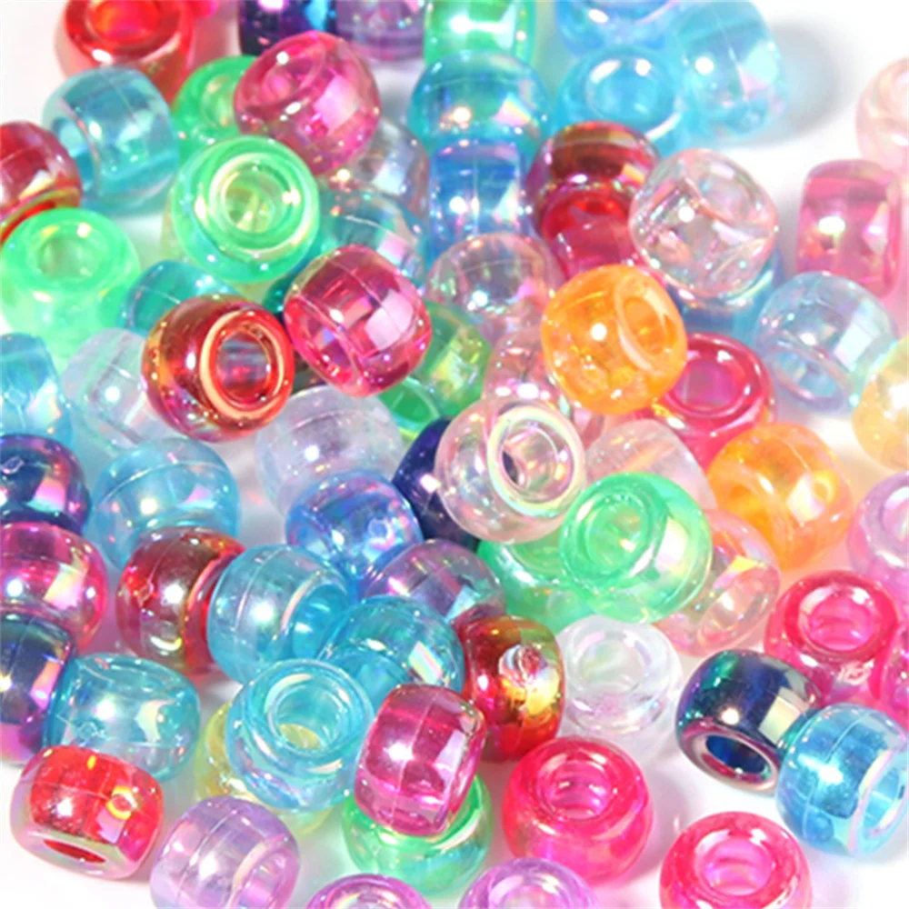 500/1000pcs Multi-Colored Large Hole Pony Beads for Crafts Hair Braids and Bracelets Durable Plastic Beads forJewelry Accessorie
