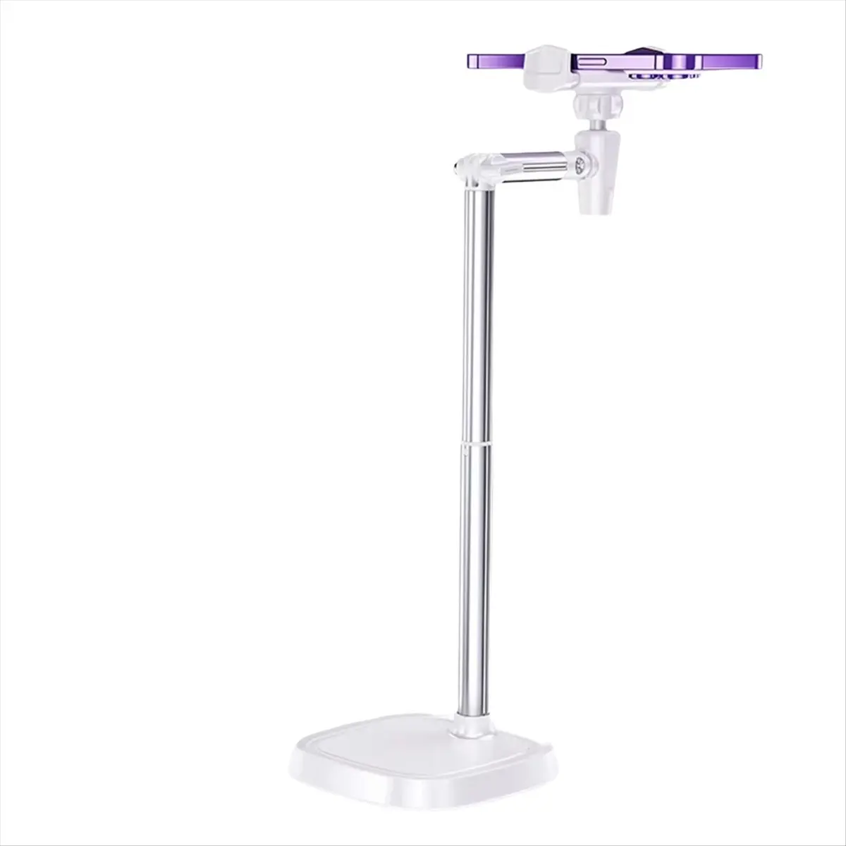 L63A Mobile Phone Holder Mount 360° Rotatable Live Broadcast Bracket Height Adjustable Desktop Smartphone Stand Holder White