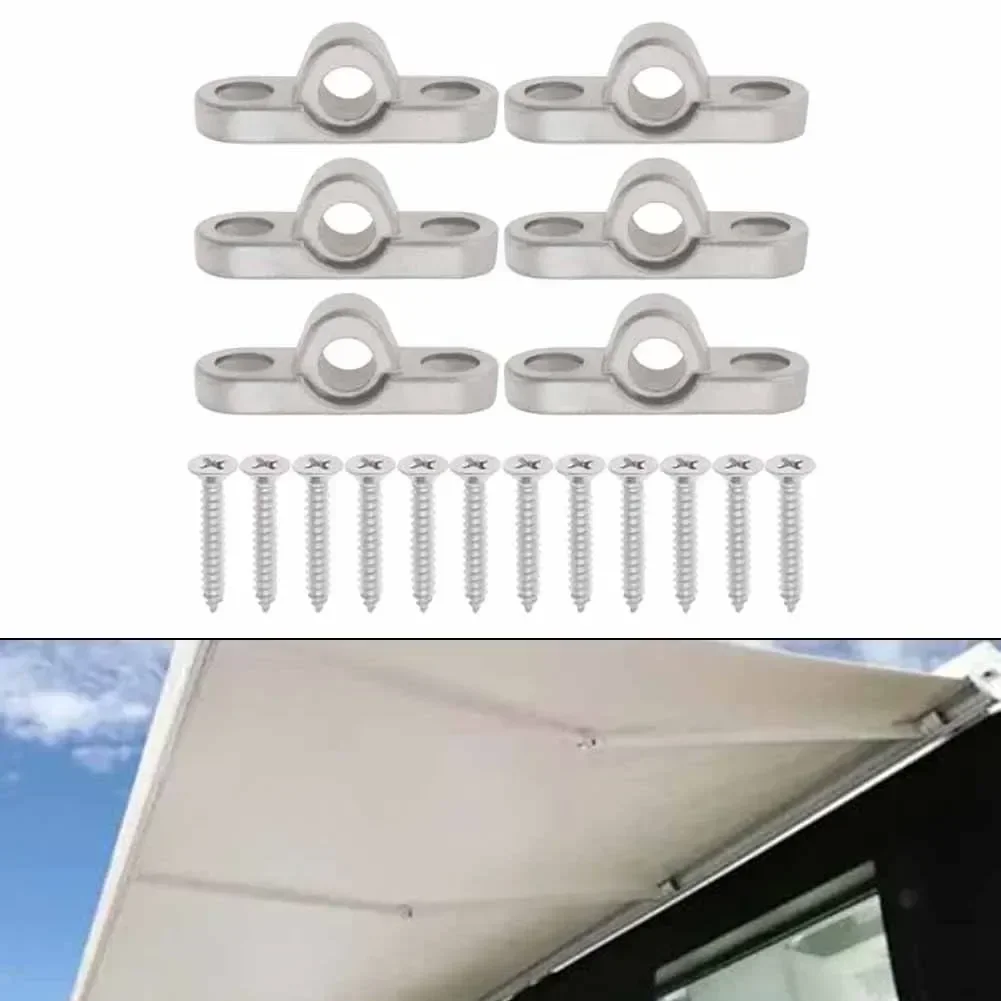

6pcs Caravan Stainless Steel Awning Eyelets Wall Eyelets Kit for Caravan Motorhome Tent 44X15mm Tent Sunshade Eyelet Buckle