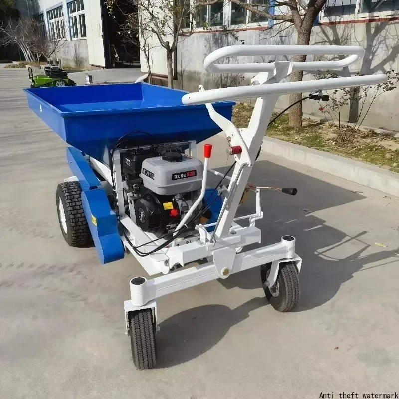 2025 - High-quality CE-certified self-propelled compost spreader, push-type adjustable double tray for lawns and gardens.