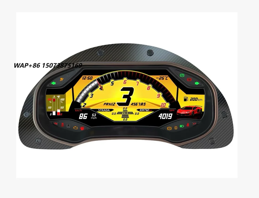 Digital LCD Dashboard Instrument Cluster with USB Connection and 1 Year Warranty for 2003-2014 for Gallardo Retrofit