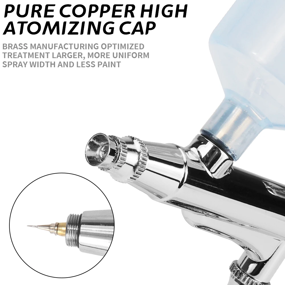 SI FANG 0.2mm Airbrush Spray Gun for Painting Nails Modeling Crafts Cake Mini Spray Gun Portable Airbrush Gun with Cleaning Kit