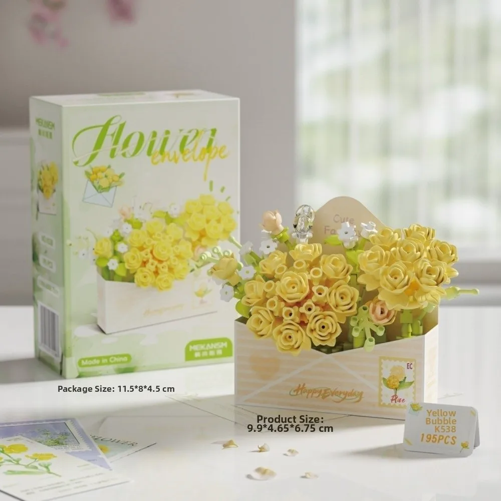 DIY Flower Bouquet Building Blocks Tulip Rose Sunflower Flower Theme DIY Floral Set Desktop Decoration Mini Bricks