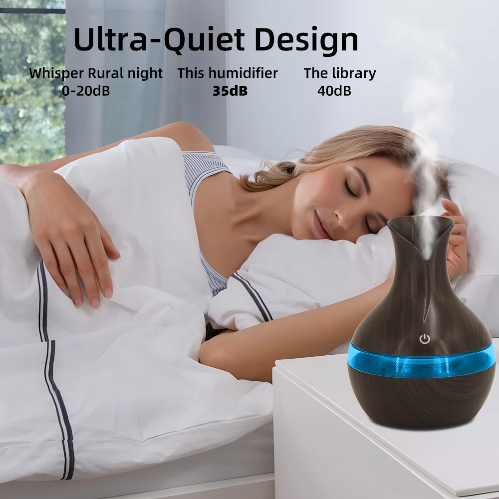 300ml USB Aromatherapy Humidifier with 2 Essential Oils, Touch Control for Home/Office/Travel