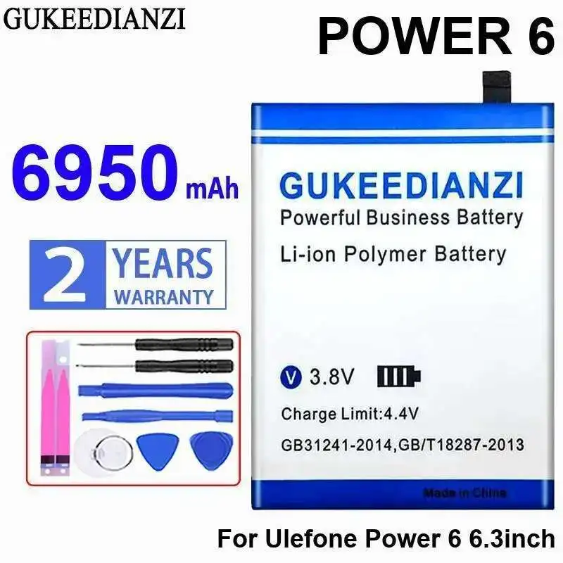 

Mobile Phone Battery For Ulefone Power 6 6.3Inch Long-Lasting Environmentally Friendly 6950Mah