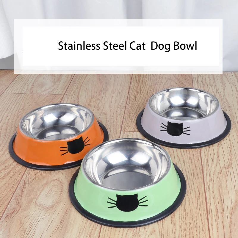 Dog Cat Bowl, Dog Water Bowl with Non-Slip Rubber Base, Metal Insulated Stainless Steel Cat Bowls, Double Wall Cat Bowl