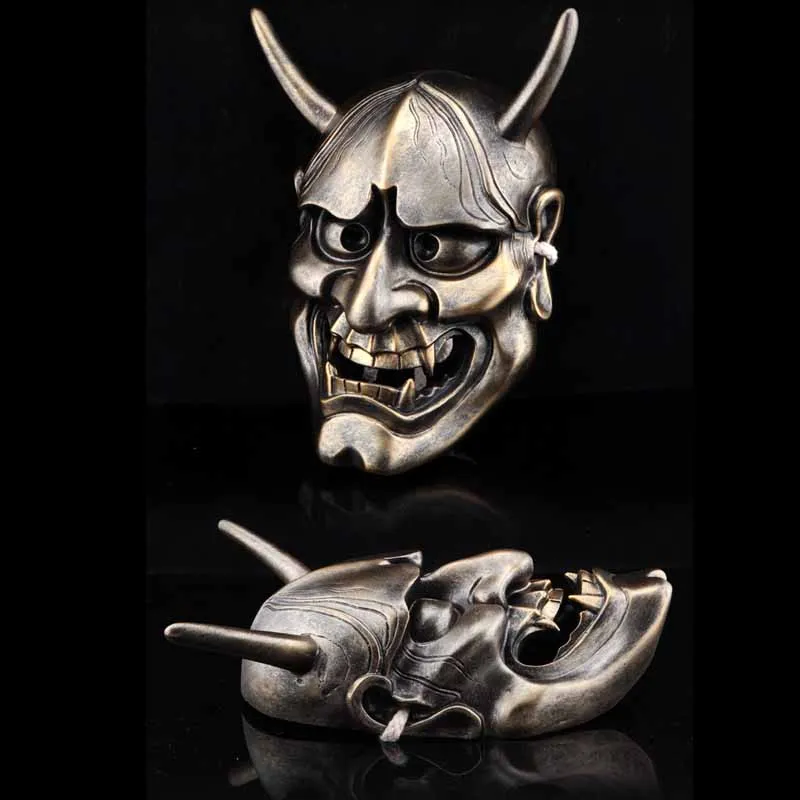 Demon Mask Samurai Kabuki Mask Japanese Hannya Oni Mask Resin Full Face Halloween Cosplay Masquerade Party Decor Headwear