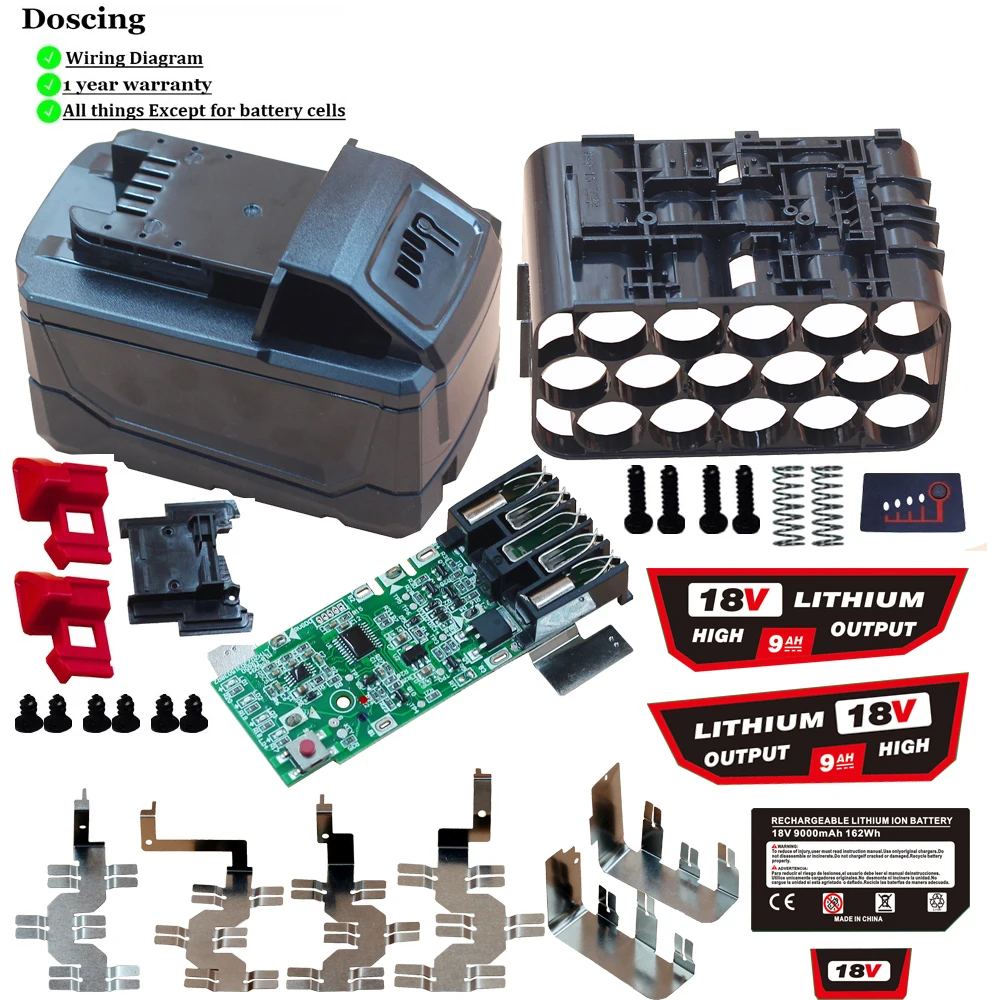 15*18650 akumulator litowo-jonowy obudowa z tworzywa sztucznego PCB tablica zabezpieczająca ładowanie obudowa dla Milwaukee m18 18V obudowy baterii litowej